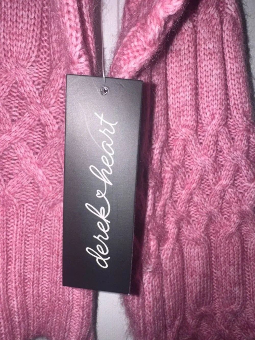 Derek Heart Womens Pink Cable-Knit Cropped Sweater Mock Neck Size M Polyester Bl - Picture 7 of 8